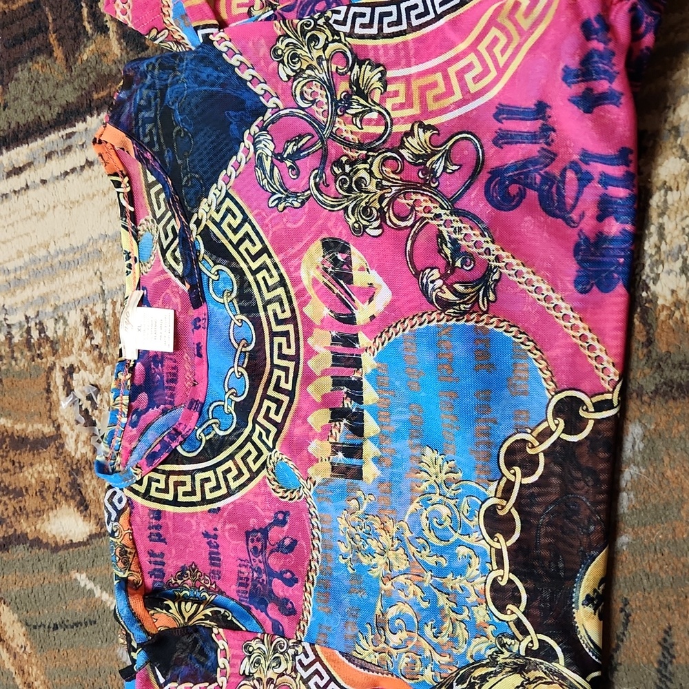 NYC Multicolor Graphic Sheer Dress - Picture 5 of 10